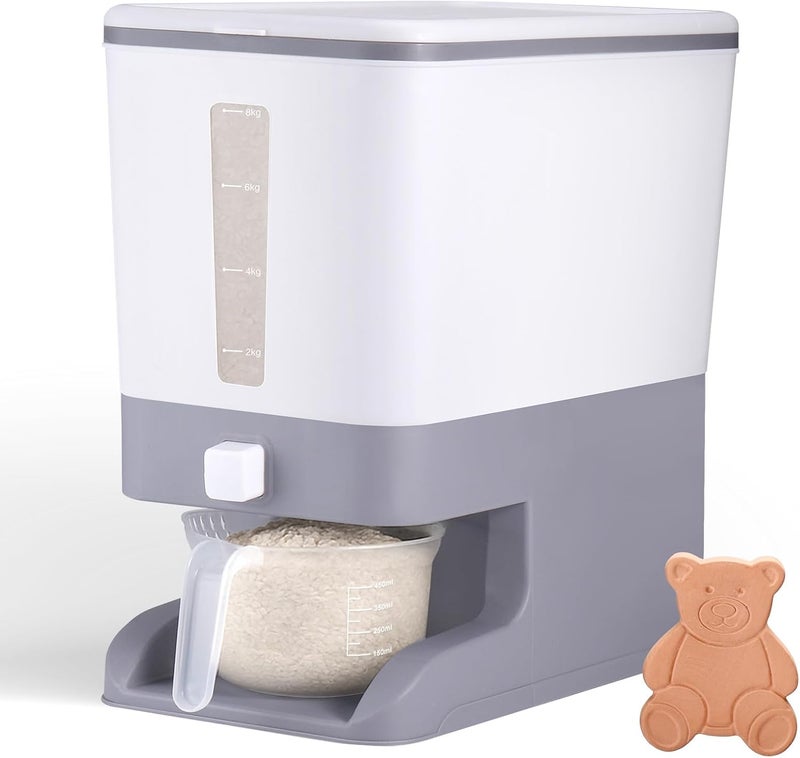 Juome 20-25 Lbs Rice Dispenser with Moisture Absorbing Clay - Large Rice Storage Container with Measuring Cup, Sealed Food Storage Containers with Lids, Rice Holder for Kitchen Pantry Household - Image 1